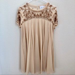 Asos Maternity Dress, Blush Pink Rose Gold Sequin